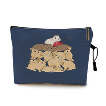 Kawaii Cat Rabbit Print Fabric Cosmetic Bag Makeup Pouch Women Travel Storage Ba - £11.97 GBP