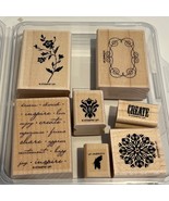 Stampin Up! Charming Rubber Stamp Set Of 7 Wood-Mounted Crafting &amp; Scrap... - $10.48 CAD