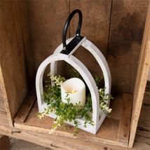 Arch Open Led Candle Lantern with Greens - SALE image 2