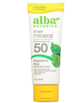 Alba Botanica Sheer Mineral SPF 50 Sunscreen Lotion Fragrance Free 3.0fl oz - £31.45 GBP