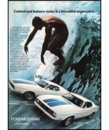 1972 Ford Mustang Sprint Fastback Vintage Print Ad Surfer Surfing 70s Wa... - $10.97