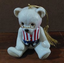Lenox Teddy&#39;s 100TH Anniversary Patriotic Christmas Ornament 3.25&quot; 2002 Vtg - $14.00