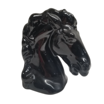 Black Horse Head Ceramic Bookend Decorative Statue Figurine Equestrian Stallion - £15.93 GBP