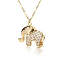 Lucky Elephant Pendant Necklaces For Women Stainless Steel CZ Necklace G... - £22.02 GBP