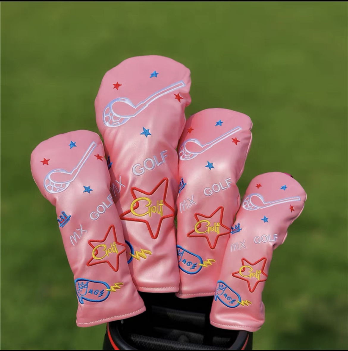 Golf Driver Fairway Wood Hybrid Head Cover Star Club Crown Cartoon Pink - $12.90+