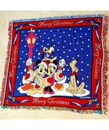Disney Merry Christmas Woven Tapestry Throw 54 x 58 Mickey Minnie Donald... - £29.40 GBP