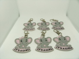 6Pcs It&#39;s a Girls Elephant Baby Shower Party Favors Gifts Silicone Keychain - £20.20 GBP