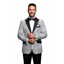 Men Insomnia Manzini Blazer Stage Performer Singer Prom MZN138 White black Lace image 5