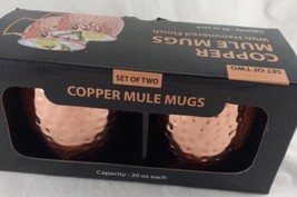 Copper  Mule mugs with Hammered Finish set of two 20 Oz capacity - £11.77 GBP