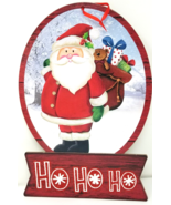 Ho Ho Ho Santa Sack Presents Hanging Christmas Decoration Glitter Vintage - $18.95