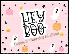 Halloween Hey Boo Edible Cake Topper Decoration - £10.38 GBP