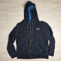 True Regligion Distressed Cotton Full Zip Hoodie Y2K Men&#39;s Size XL - $81.14 CAD