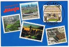 Postcard Greetings From Atlanta Georgia Postage Stamp Views - £2.36 GBP