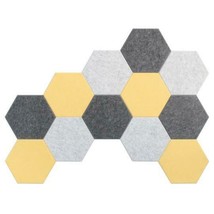 Hexagon Decorative Acoustic Panels - Charcoal, Marble, Yellow (12 Pieces) - £31.44 GBP