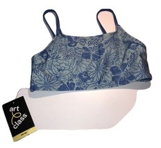 Art Class Brand Girls Size L (10/12) Blue Tropical Floral Bathing Suit Top - $5.78