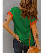 Rose Red Contrast Trim Color Block Front Zipped T Shirt - $10.63