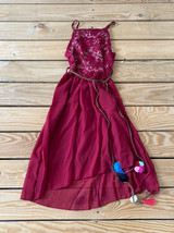Just Kids Girls Sleeveless Lace Pom Pom Dress Size 8 Red O2 - £9.81 GBP