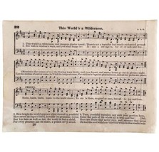 1865 World&#39;s A Wilderness Victorian Sheet Music Small Page Happy Voices PCBG15B - £19.66 GBP