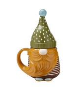 Gnome Lidded Coffee Tea Mug Cup 18 oz Whimsical Winter Fun Tag Thor Ceramic - $35.30 CAD