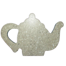 Teapot shaped trivet cheese plate cutting board decor faux stone granite... - $11.32