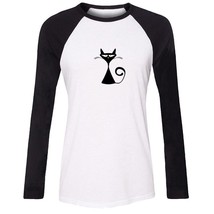 Cat Silhouette Design Womens Girls Casual T-Shirts Print Cotton Graphic Tee Tops - £12.90 GBP