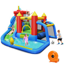 Costway Inflatable Bouncer Climb Slide Bounce House Splash Pool w/ 740W ... - $498.99