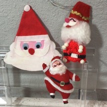 Vintage Christmas Decorations Santa Claus Ornaments Felt Face Pompom Holiday Lot - £15.81 GBP