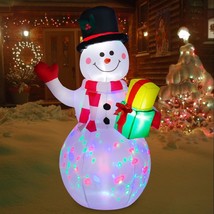 Rukars 5 Foot Inflatable Snowman w/Colored LEDs, Christmas Inflatables Outdoor D - £52.18 GBP