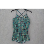 Raya Sun Womens Swim Suit SZ L Turquoise Geometric Pattern Deco Stitch R... - £11.79 GBP