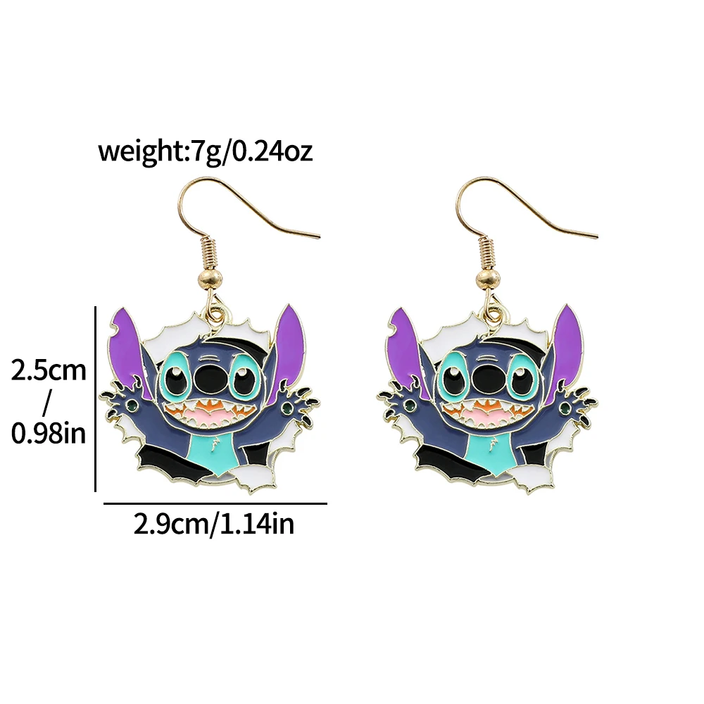 Disney Lilo Stitch Enamel Dangle Earrings - Cute Cartoon Metal Jewelry -... - $4.02 CAD