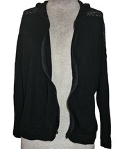 Zip Up Hooded Sweatshirt with Lace Shoulder Detail Size Large  - $34.65