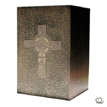 Large/Adult 220 Cubic Inch Brass Cubical Celtic Religious Funeral Cremation Urn - £175.21 GBP