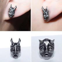 Hannya Orecchini Demon Face Stud Gothic Horned Oni Devil Prajna Coppia Unisex - £6.18 GBP