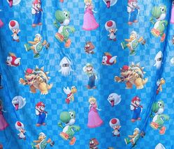 Super Mario Kids Twin Flat Sheet Gaming Bedding Blue Nintendo - $16.83