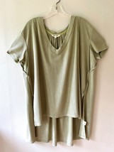 Peach Love Sz L Oversized Moss Green Textured Tunic V Neck Cover Up Shir... - €24,91 EUR