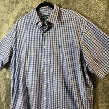 Ralph Lauren Button Up Mens Extra Large Blue Plaid Pony Blake Two Ply Ov... - $12.63