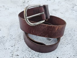 Aeropostale Men Leather Belt Brown Genuine Cowhide Leather Pin Buckle Size L - £26.71 GBP