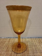 Vintage Amber TIFFIN-FRANCISCAN Gold Rim Cordial Wine Glass Water Glass 7&quot; - £6.02 GBP