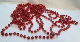 Vtg Christmas Tree Holiday Garland Red  Round Beads 7mm   15 feet - $20.00