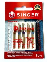 3 pack Singer Titanium Universal &amp; Ball Point Asst. Sewing Machine Needl... - £17.98 GBP