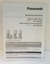 Panasonic Digital Cordless Phone Answering System Manual KX-TG403SK / KX-TG433SK - $9.49