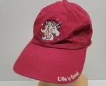 Life Is Good Womens Unicorn Hat Cap Adjustable Burgundy Maroon Strapback - $14.75
