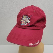 Life Is Good Womens Unicorn Hat Cap Adjustable Burgundy Maroon Strapback - $14.75
