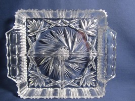 Heavy Cut Glass Clear Square Dish Divided 3 part Vtg Condiment Candy Nut... - £12.50 GBP
