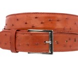 Cognac Western Cowboy Leather Belt Ostrich Quill Pattern Silver Buckle C... - $29.99