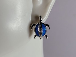 Womens Sterling Silver Blue Opal Sea Turtle Earrings 4.3g E2827 - £35.60 GBP