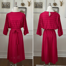 Vintage 80s Blouson Style Red Dress Mixed Direction Stripe S - $563.67 MXN