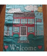 House Flag Says Welcome Apple Tree American Flag Clouds 28x40 Summer - $139.46 MXN