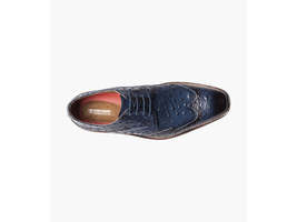 Stacy Adams Gennaro Wingtip Oxford Ostrich Print Leather Blue  25537-400 image 5