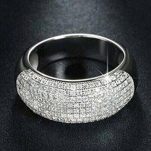 2.75 CT Round CZ Cluster Pave Set Wedding Anniversary Band Ring Gift 925 Silver - £117.07 GBP